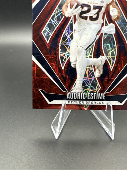 2024 Panini Phoenix Audric Estime Red Lazer #156 Denver Broncos RC /199
