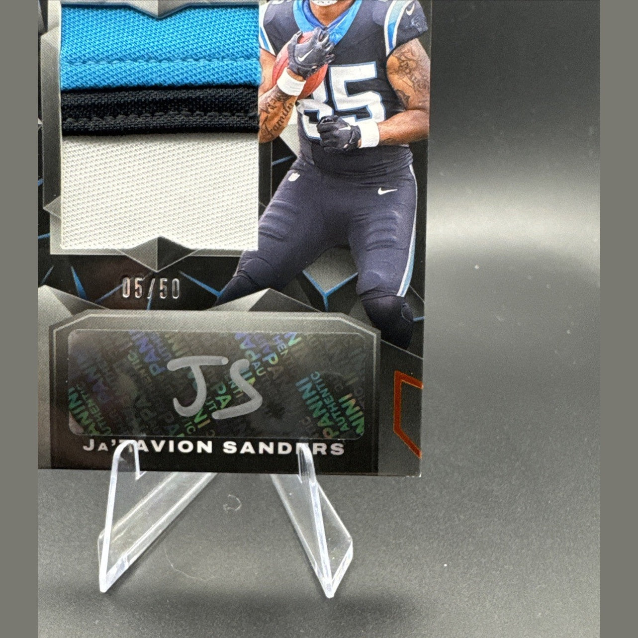 2024 Panini Black - Rookie Patch Autograph Ja'Tavion Sanders #222 Emerald 5/50