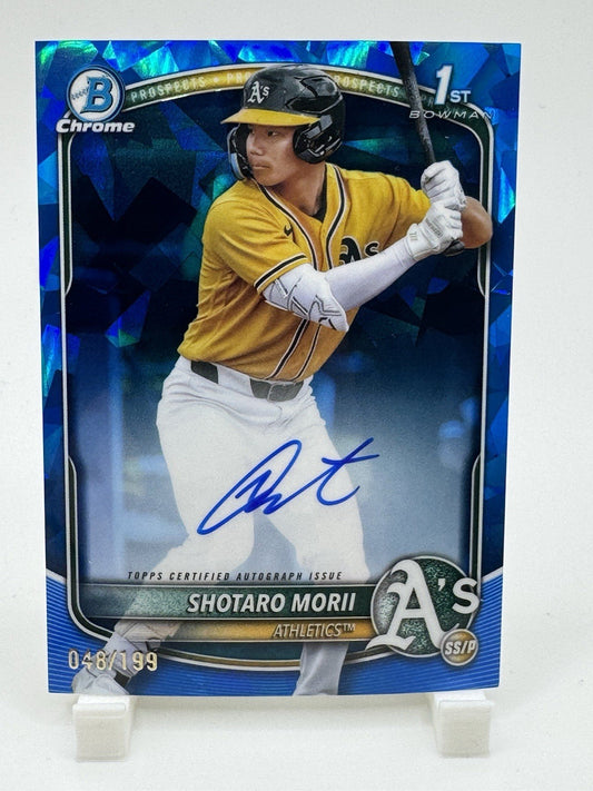Shotaro Morii 2025 First Bowman Chrome Sapphire Prospect Auto /199 Athletics
