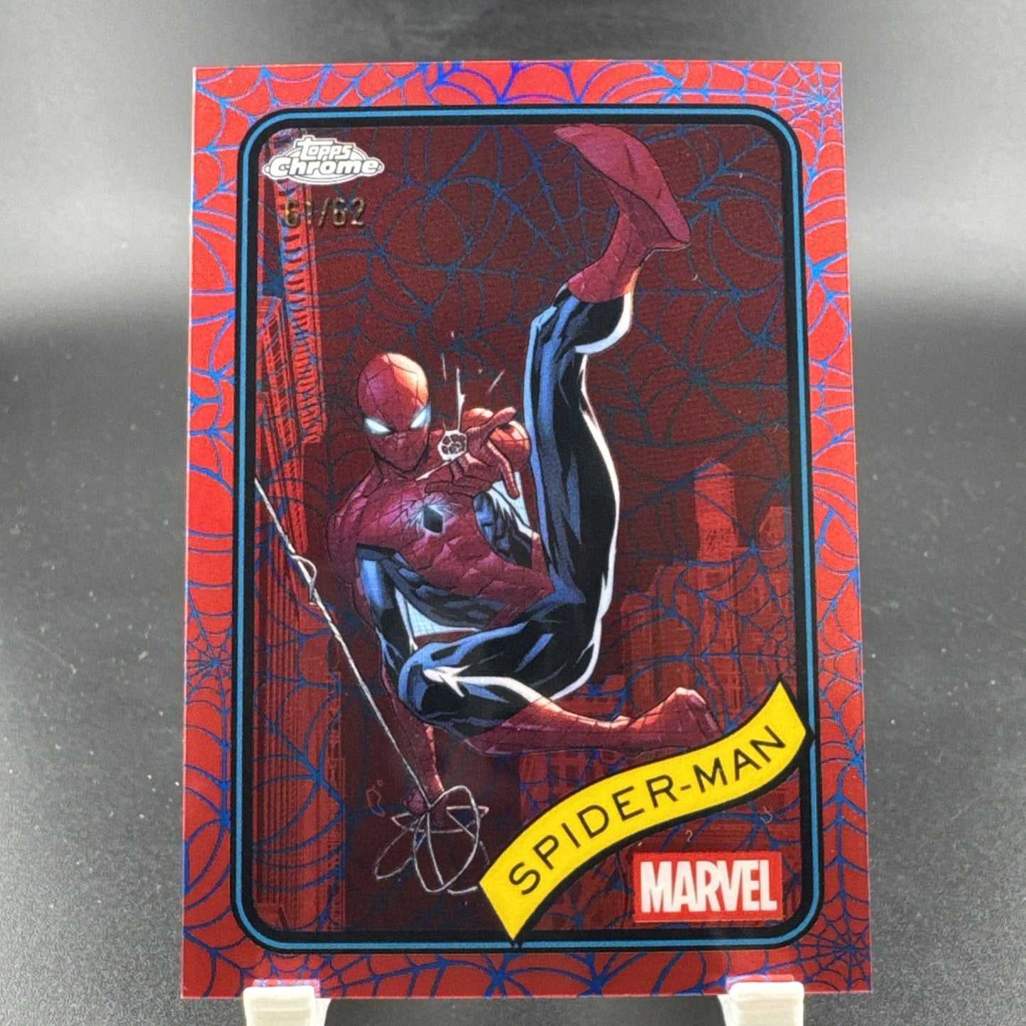 2025 Topps Chrome Marvel #101 Spider-Man Blue & Red Spider Web 61/62