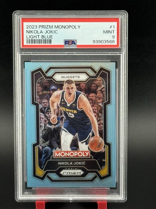 NIKOLA JOKIC 2023-24 Panini Prizm Monopoly Light Blue Prizm  #1 /199 PSA 9