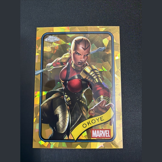 2025 TOPPS CHROME MARVEL SAPPHIRE ED GOLD #58 OKOYE /50