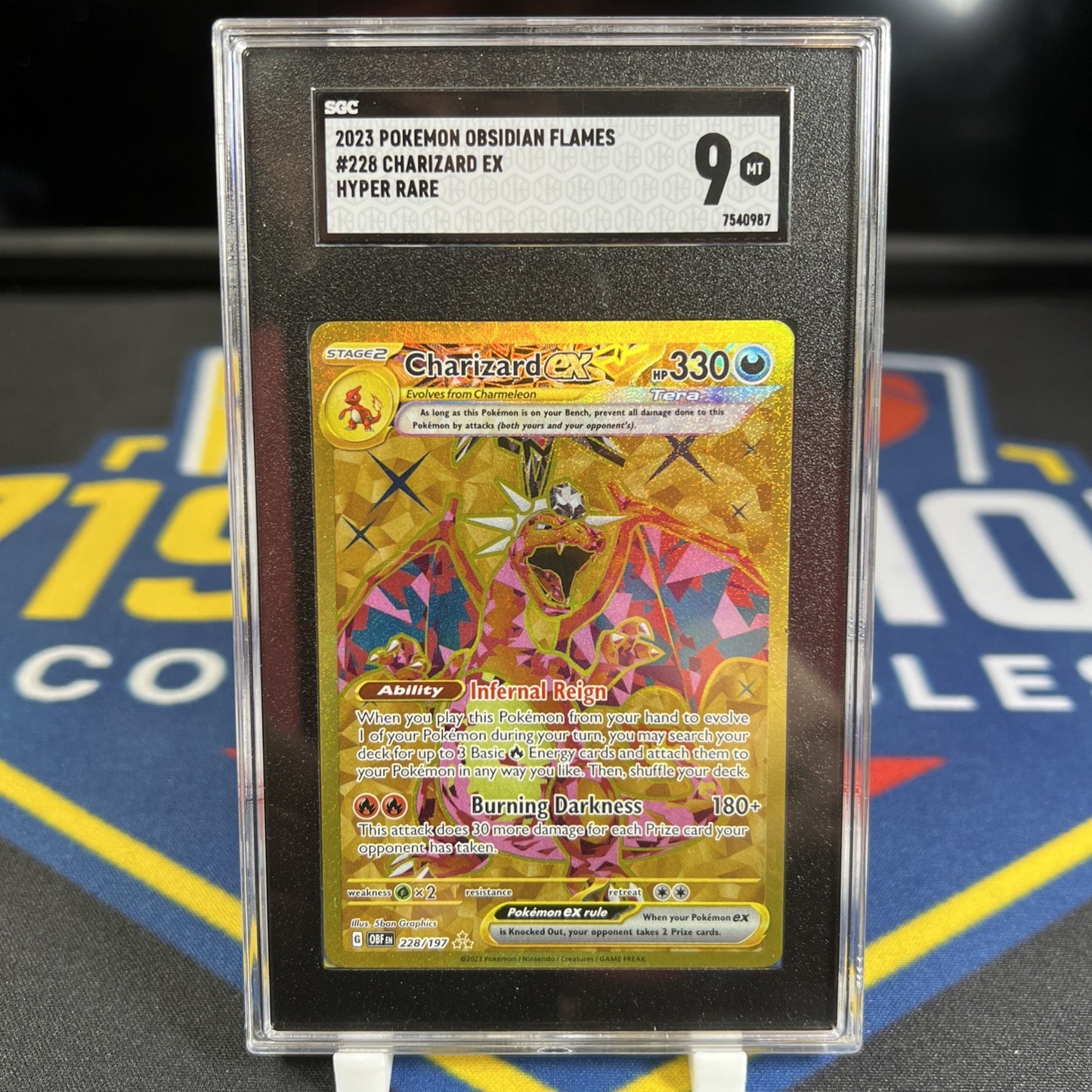 Pokemon Obsidian Flames 2023 Charizard EX Hyper Rare Card #228/197 SGC 9
