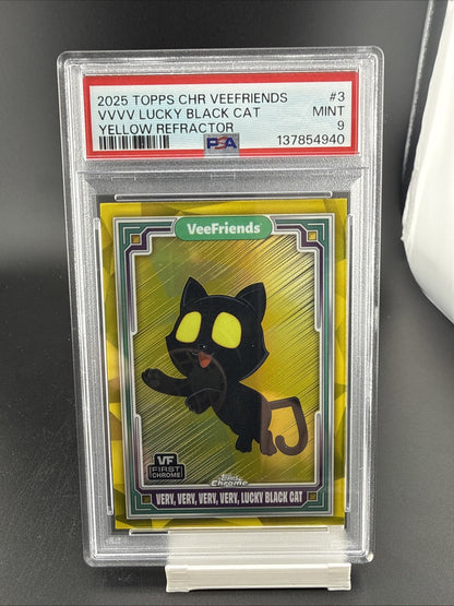 2025 Topps Chrome VeeFriends VVVV Black Cat Yellow Refractor PSA 10