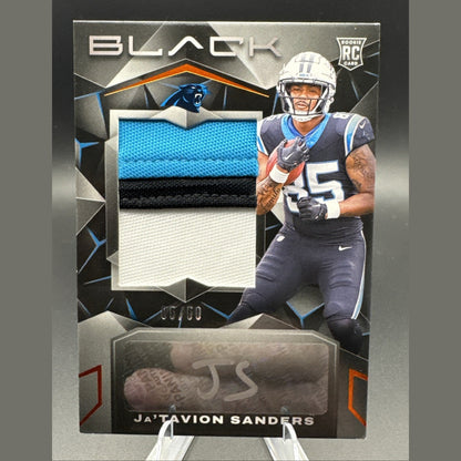 2024 Panini Black - Rookie Patch Autograph Ja'Tavion Sanders #222 Emerald 5/50