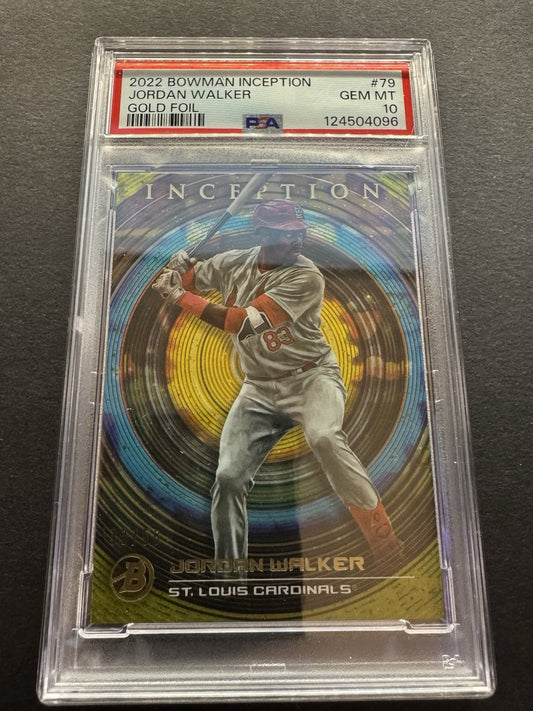 2022 Bowman Inception Gold Foil Pattern II 33/50 Jordan Walker #79 PSA 10