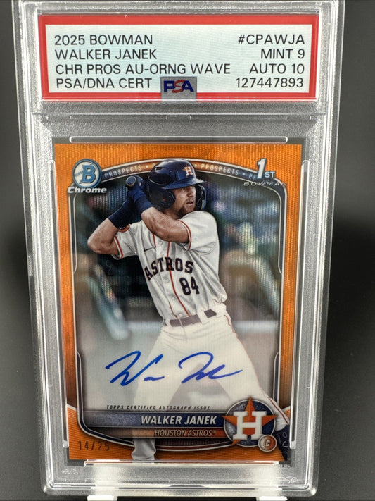2025 Bowman Walker Janek CHR Pros 14/25 Auto Orange Wave #CPAWJA PSA 9