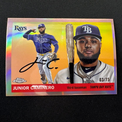 Topps Platinum 2025 Junior Caminero Rose Gold Refractor /75 Rays #168