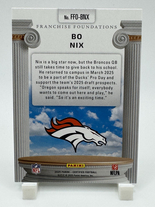 2025 Panini Certified Franchise Foundations Bo Nix FFO-BNX Denver Broncos