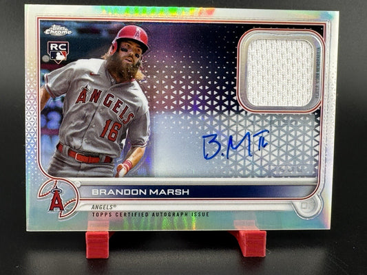 2022 Topps Chrome Rookie Autograph Relic Brandon Marsh Angels Phillies RC /25