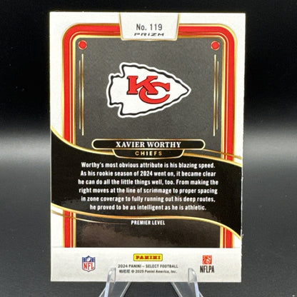 2024 Panini Select Premier Level Xavier Worthy #119 Black, Yellow & Red Shock