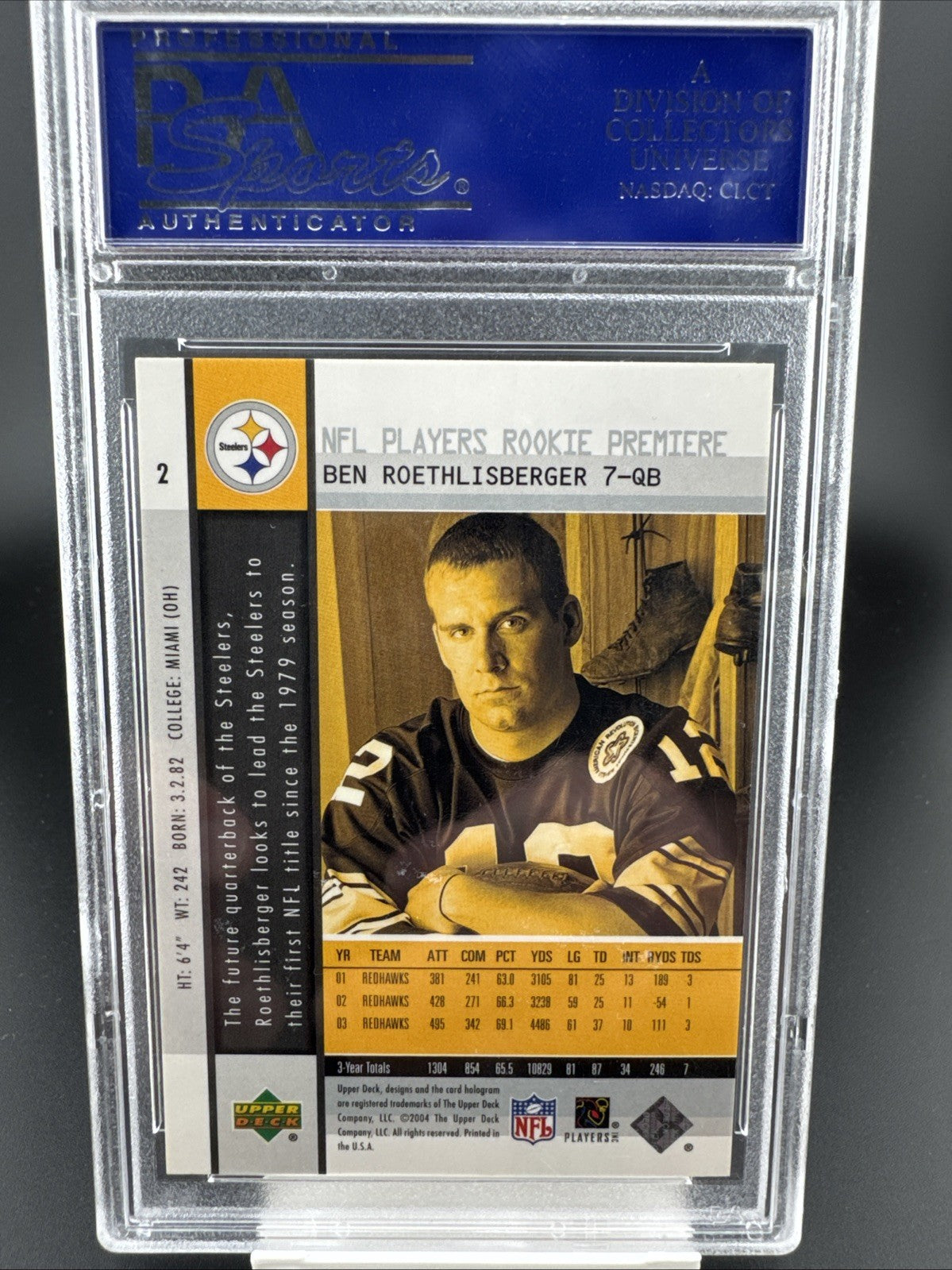 2004 Upper Deck NFL Players Rookie Premiere - Ben Roethlisberger #2 (RC)