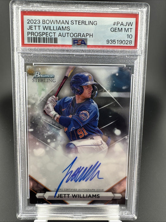 2023 Bowman Sterling Prospect Autographs #PA-JW Jett Williams (AU, RC) PSA 10