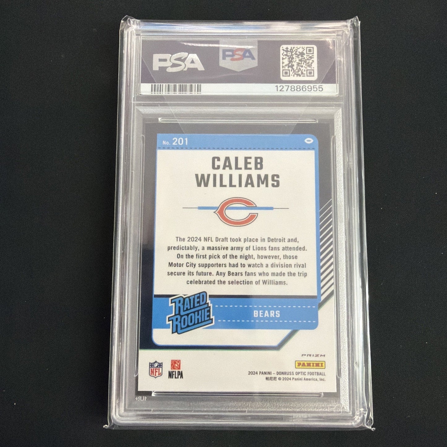 2024 Panini Donruss Optic - Rated Rookie Caleb Williams #201 Purple Shock Prizm