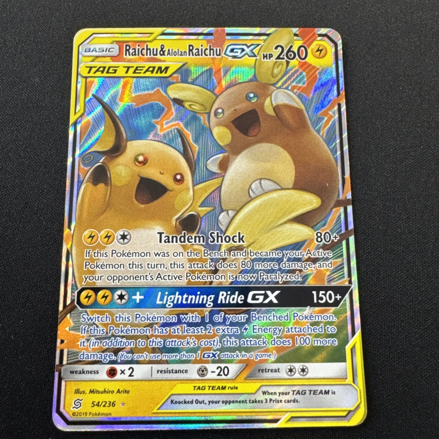 Raichu & Alolan Raichu GX 54/236 Sm-Unified Minds Holo