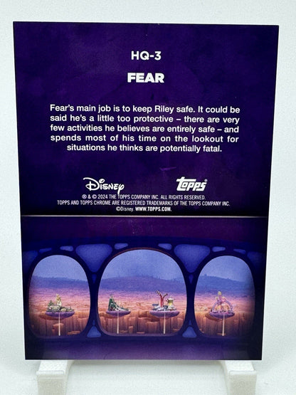 Fear Refractor 2024 Topps Chrome Disney Inside Out Headquarters HQ-3 Pixar