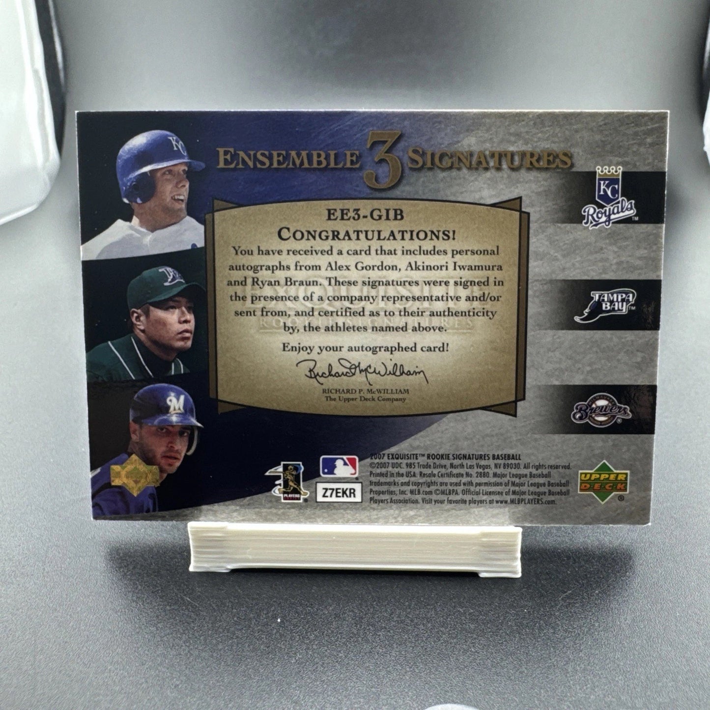 2007 Exquisite Rookie Signatures /35 Alex Gordon Iwamura Ryan Braun Auto RC