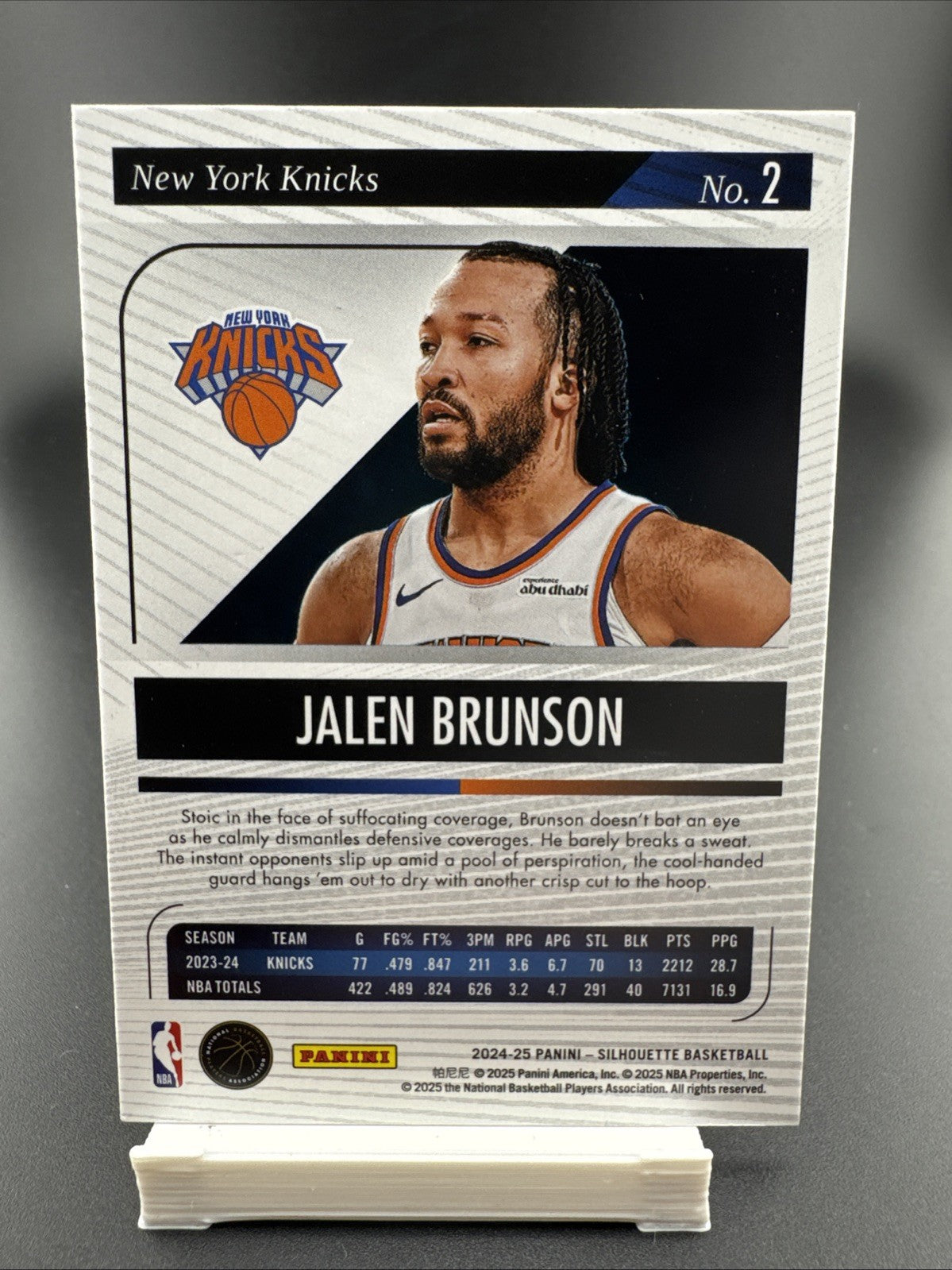 Jalen Brunson 2024-25 Panini Silhouette 67/125 Purple New York Knicks #2