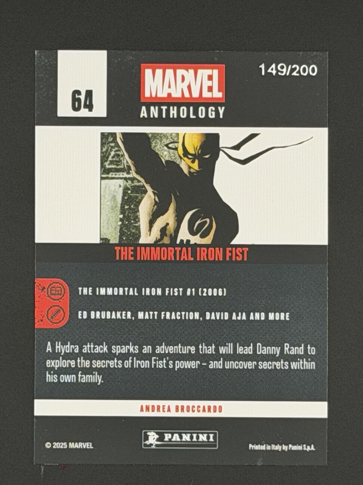 The Immortal Iron Fist 2025 Panini Marvel Anthology #64 Crossed Holo /200