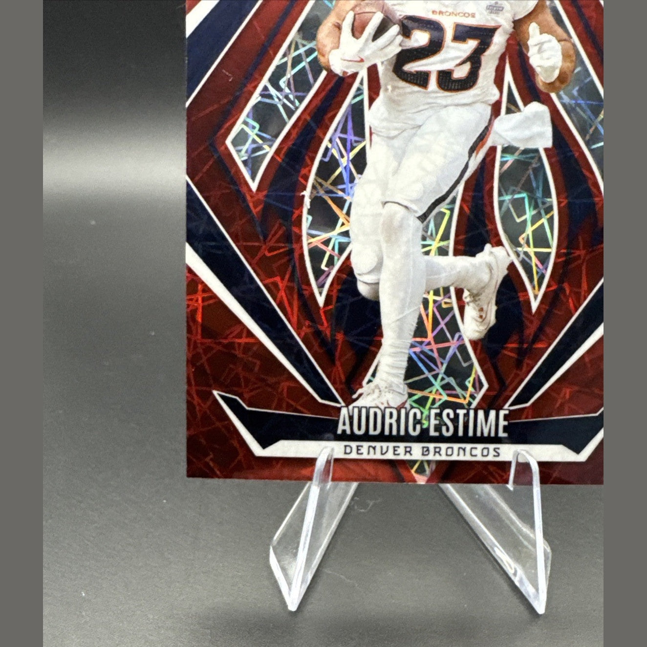 2024 Panini Phoenix Audric Estime Red Lazer #156 Denver Broncos RC /199