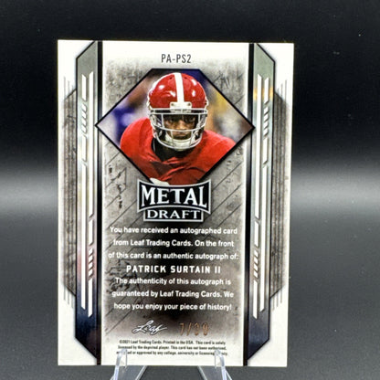 2021 PATRICK SURTAIN II Auto 7/30 Leaf Metal Draft Blue Prizm #PA-PS2