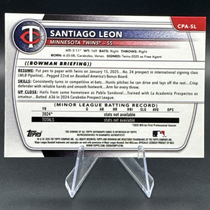 2025 Bowman Chrome Santiago Leon 1st Bowman Autograph #CPA-SL