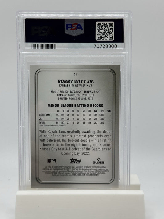 2022 Bowman Platinum RC Rookie Card #51 Bobby Witt Jr.  🔥 PSA 10 Royals