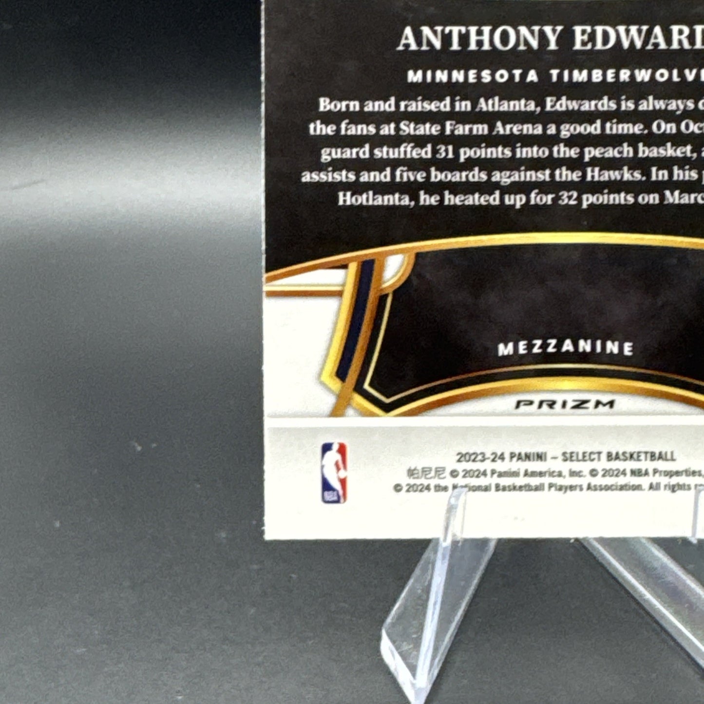 2023 Anthony Edwards Panini Select Zebra Mezzanine #364 SSP
