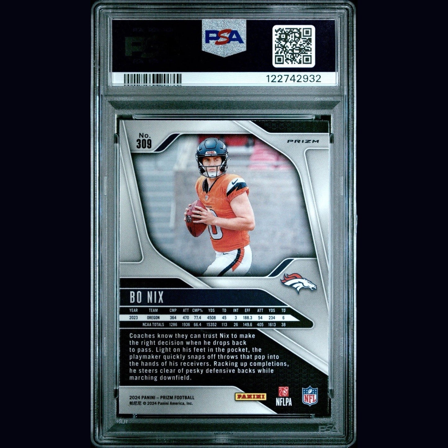 2024 PANINI PRIZM DISCO PRIZM #309 BO NIX PSA 9