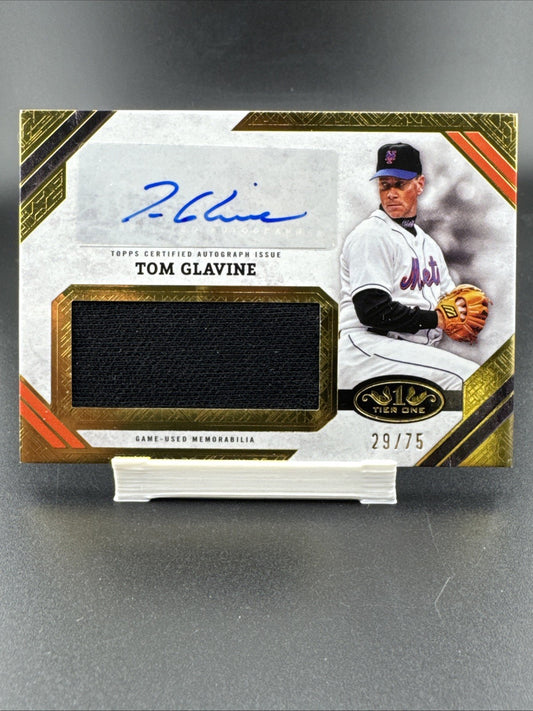 2025 Topps Tier One Tom Glavine Auto Jumbo Relics 29/75 New York Mets
