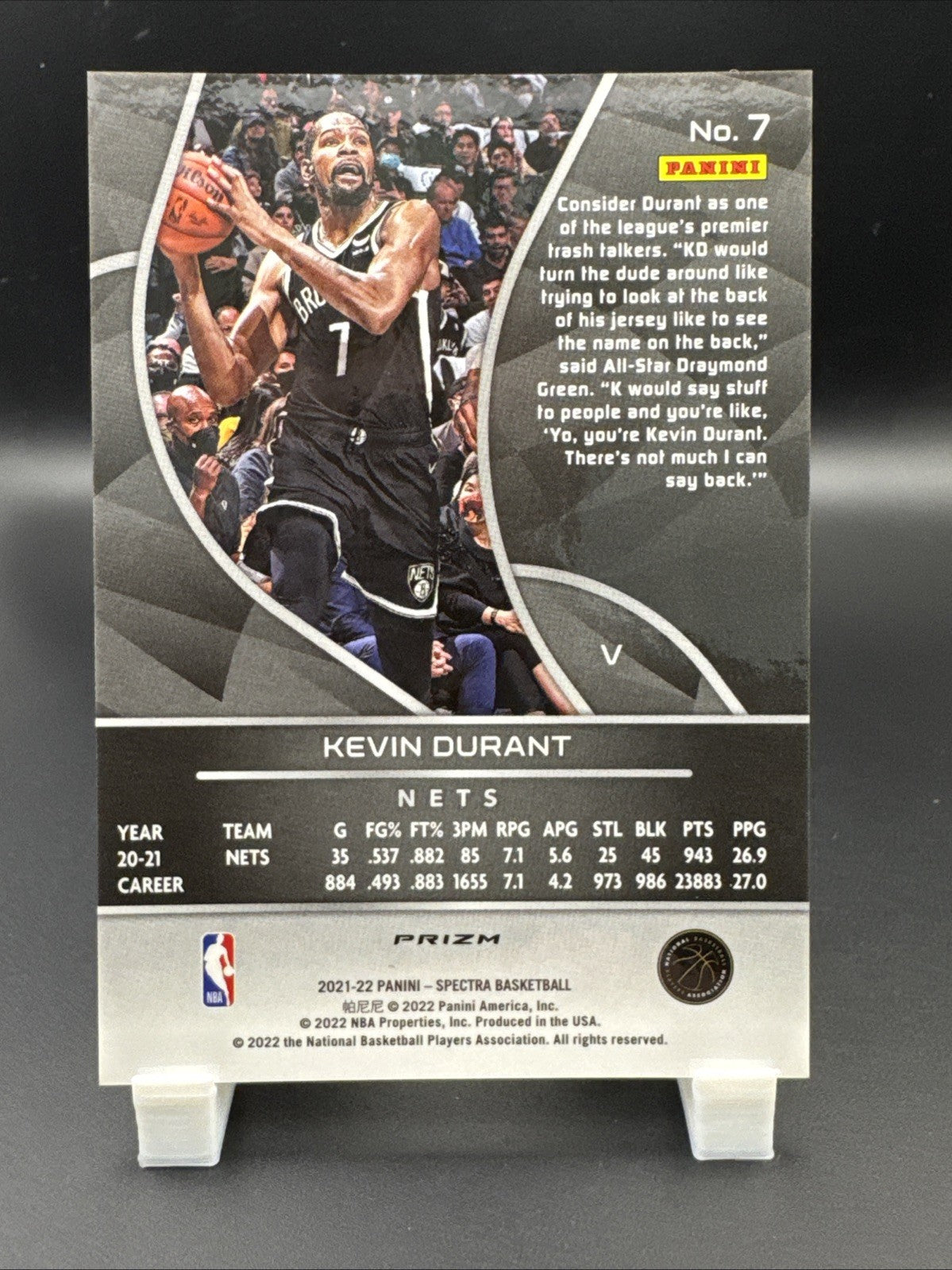 Kevin Durant 2021-22 Panini Spectra Base Variations Asia Hyper Red #7 Nets