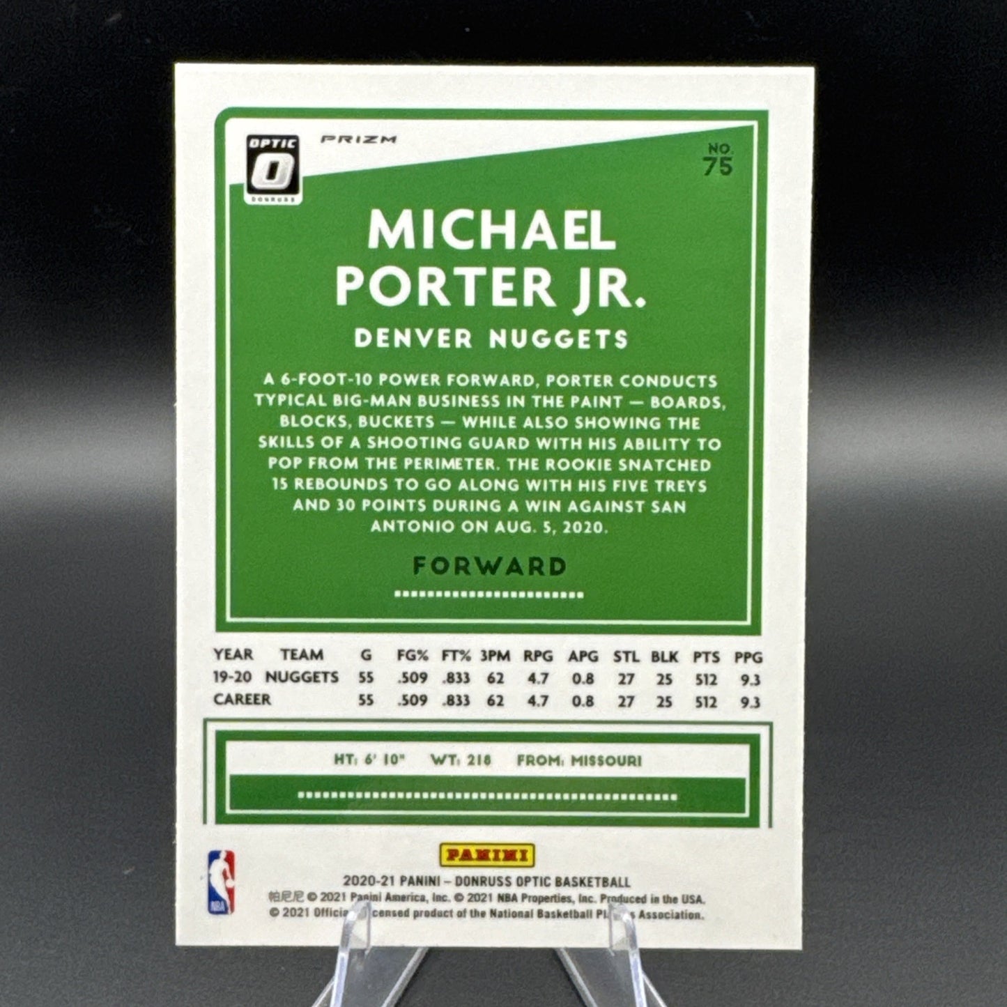 Michael Porter Jr. #75 2020 Donruss Optic Hyper Pink Denver Nuggets