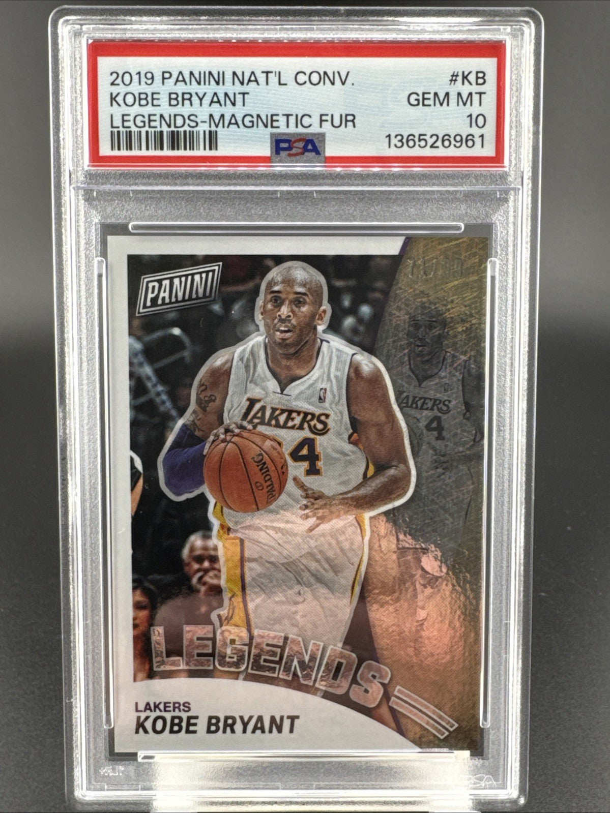 2019 Panini National Convention Kobe Bryant Legends Magnetic Fur 71/99 PSA GM 10