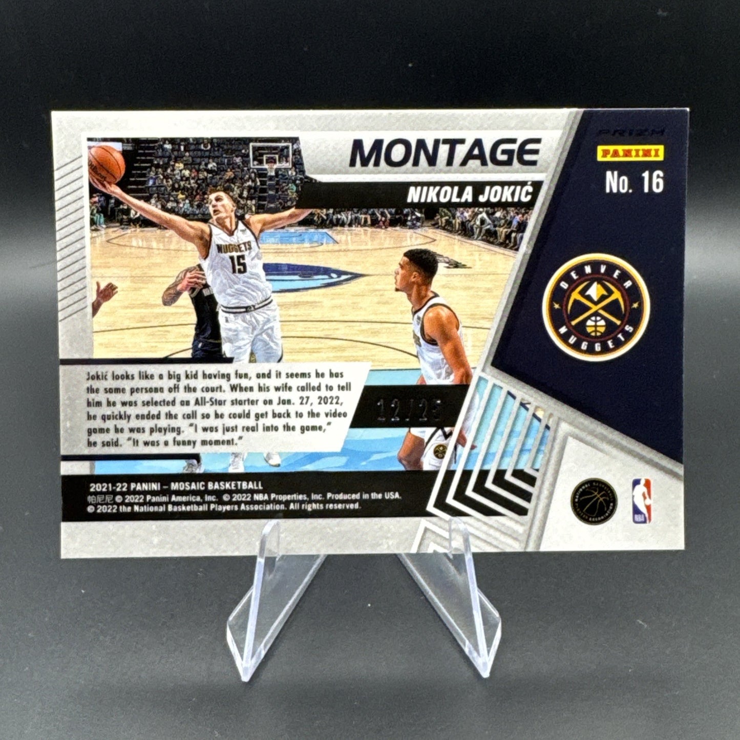 2021-22 Panini Mosaic Montage Nikola Jokic #16 White Prizm 12/25