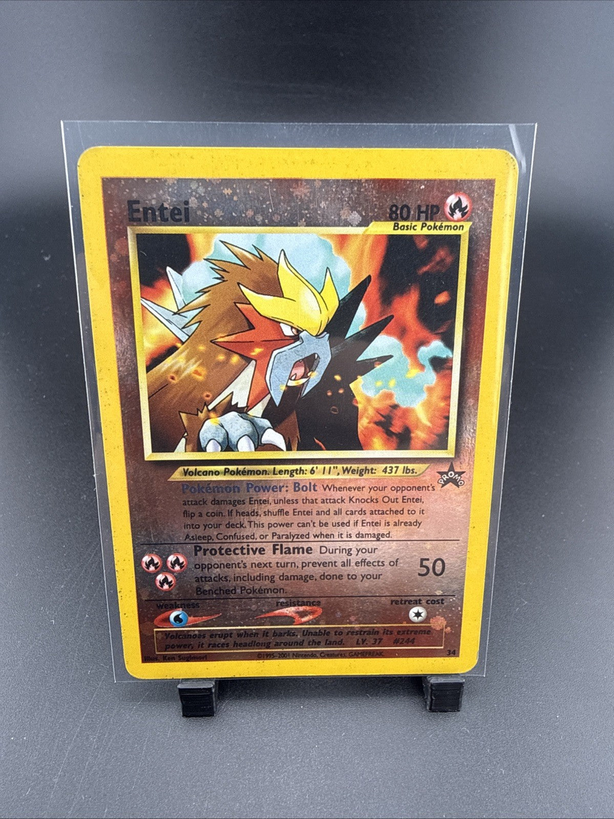 Entei #34 - WoTC Black Star Movie Promo - Reverse Holo Pokemon LP BN3