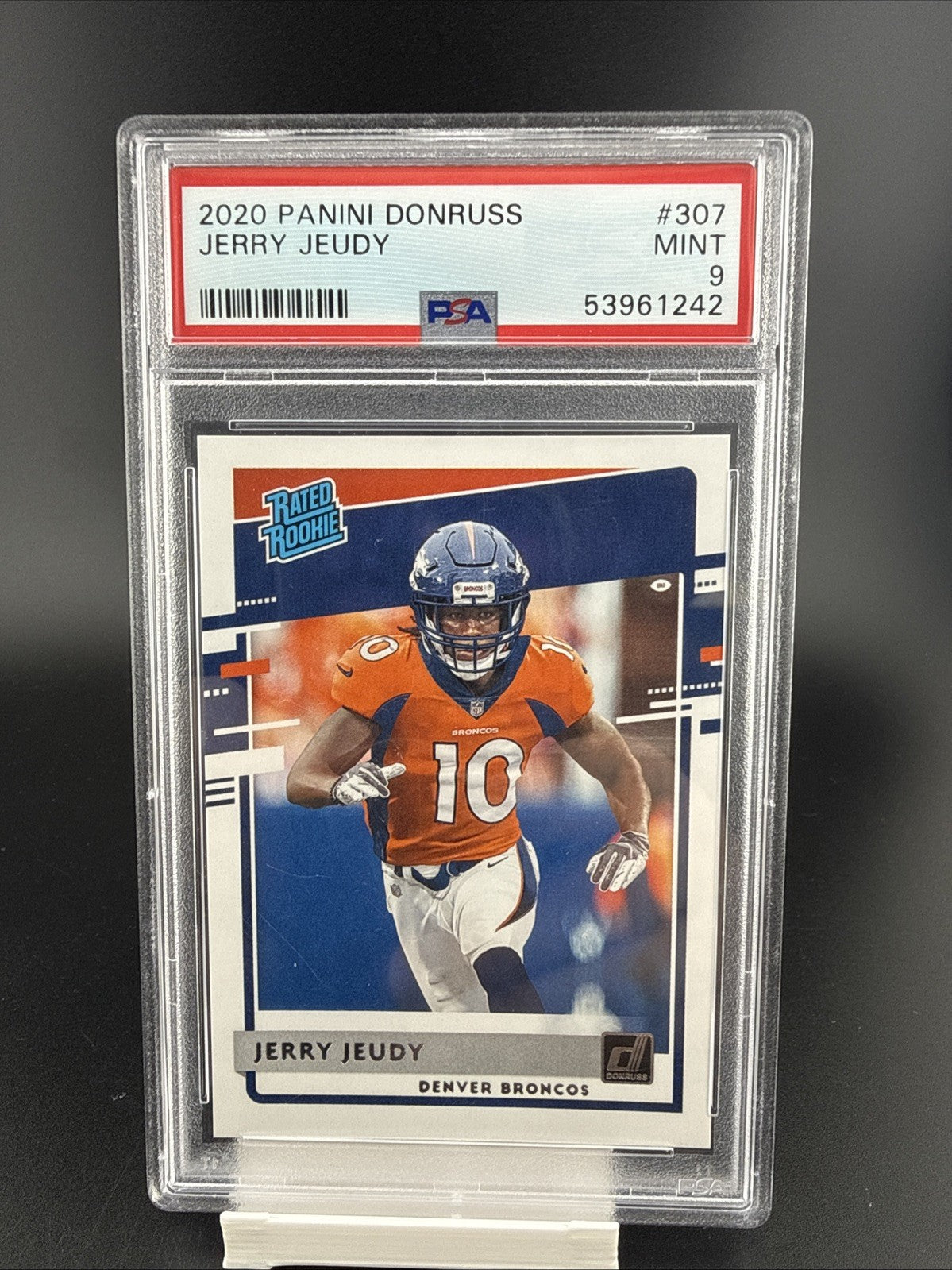 JERRY JEUDY 2020 PANINI DONRUSS RATED ROOKIE RC PSA 9 MINT BRONCOS #307