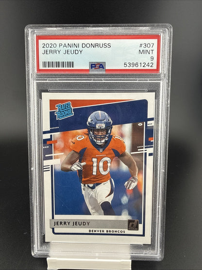 JERRY JEUDY 2020 PANINI DONRUSS RATED ROOKIE RC PSA 9 MINT BRONCOS #307