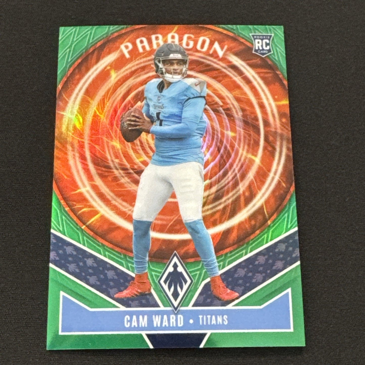 2025 Panini Phoenix Cam Ward Paragon Green /99 #2 SP RC Titans Rookie