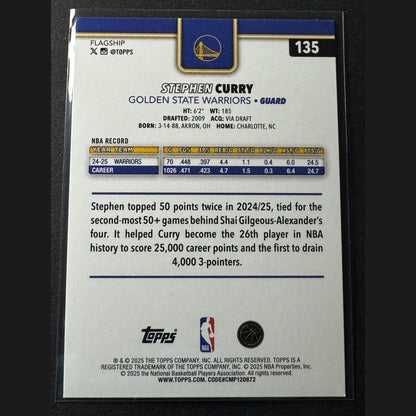Stephen Steph Curry 2025-26 Topps Flagship Sand Glitter Golden State Warriors