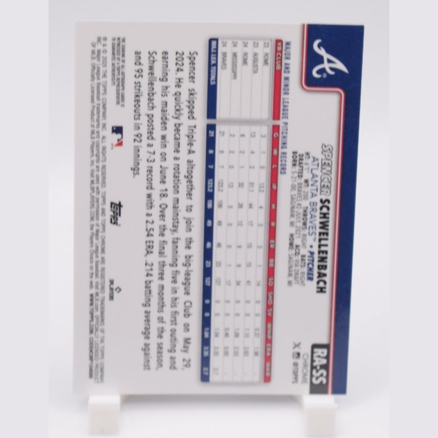 SPENCER SCHWELLENBACH 2025 TOPPS CHROME ROOKIE TRUE BLUE RC AUTO /150