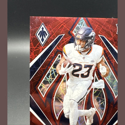 2024 Panini Phoenix Audric Estime Red Lazer #156 Denver Broncos RC /199