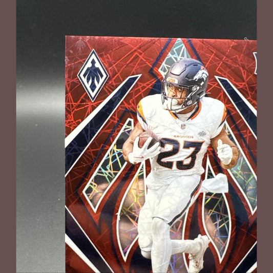 2024 Panini Phoenix Audric Estime Red Lazer #156 Denver Broncos RC /199