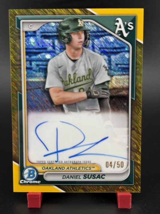 2024 Bowman Chrome Daniel Susac Gold Shimmer Auto 04/50 Athletics