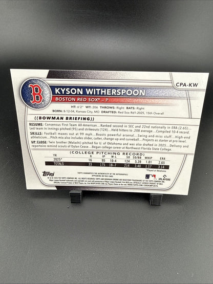 2025 Bowman Draft - Chrome Prospect Autographs Kyson Witherspoon #CPA-KW (AU,...