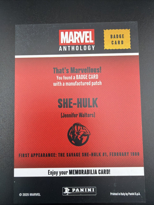 Marvel Anthology Memorabilia Card Badge She-Hulk (Jennifer Walters) Panini