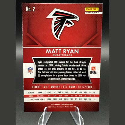 2015 Panini Prizm Football Red Prizm #2 - Matt Ryan - Atlanta Falcons