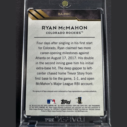 2018 Topps Tier One 1 Ryan McMahon Rookie RC Autograph Auto SP 9/25 Gold Auto