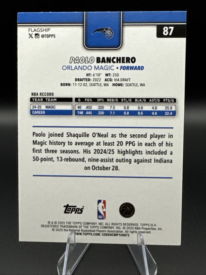2025 Topps Basketball Paolo Banchero # 87 Gold Border /2025
