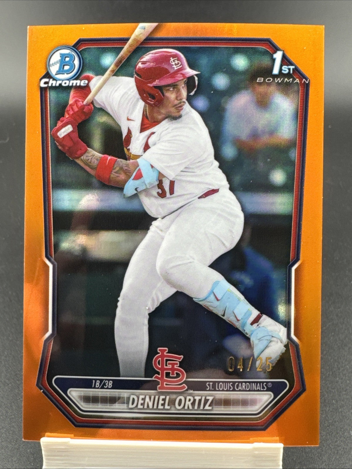 2026 Bowman Deniel Ortiz /25 True Orange Refractor 1st BCP-22 St Louis Cardinals