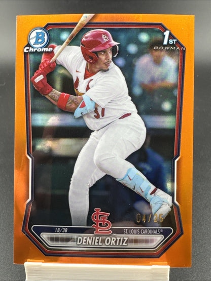 2026 Bowman Deniel Ortiz /25 True Orange Refractor 1st BCP-22 St Louis Cardinals